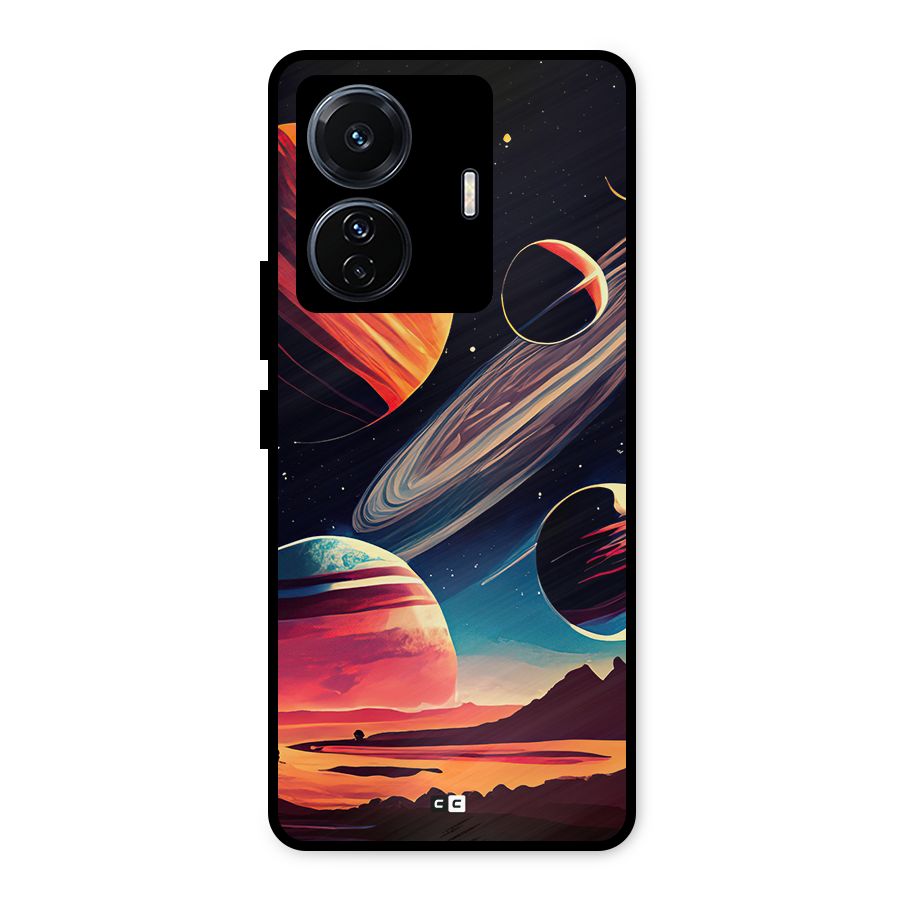 Space Planets Metal Back Case for Vivo T1 Pro