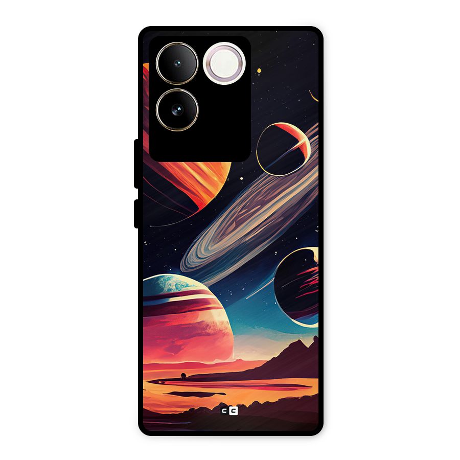 Space Planets Metal Back Case for Vivo T2 Pro