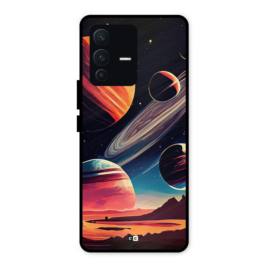 Space Planets Metal Back Case for Vivo V23 5G