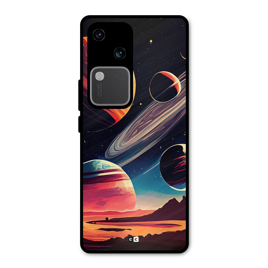 Space Planets Metal Back Case for Vivo V30 Pro