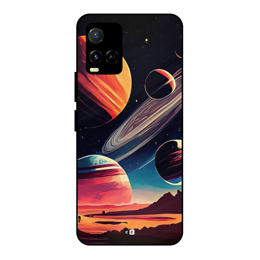 Space Planets Metal Back Case for Vivo Y33s