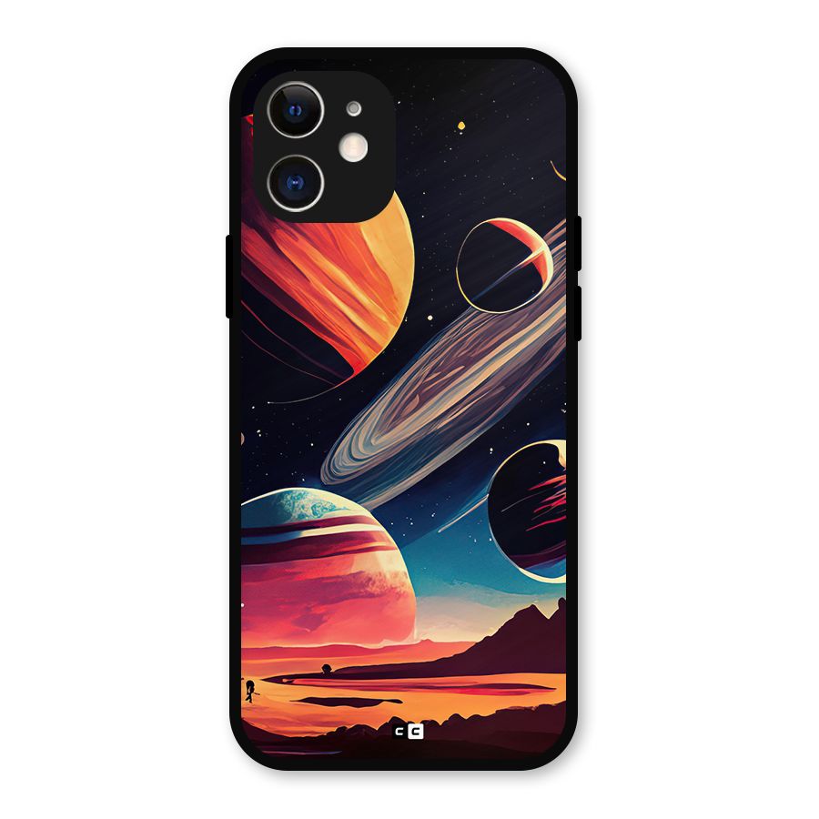 Space Planets Metal Back Case for iPhone 12