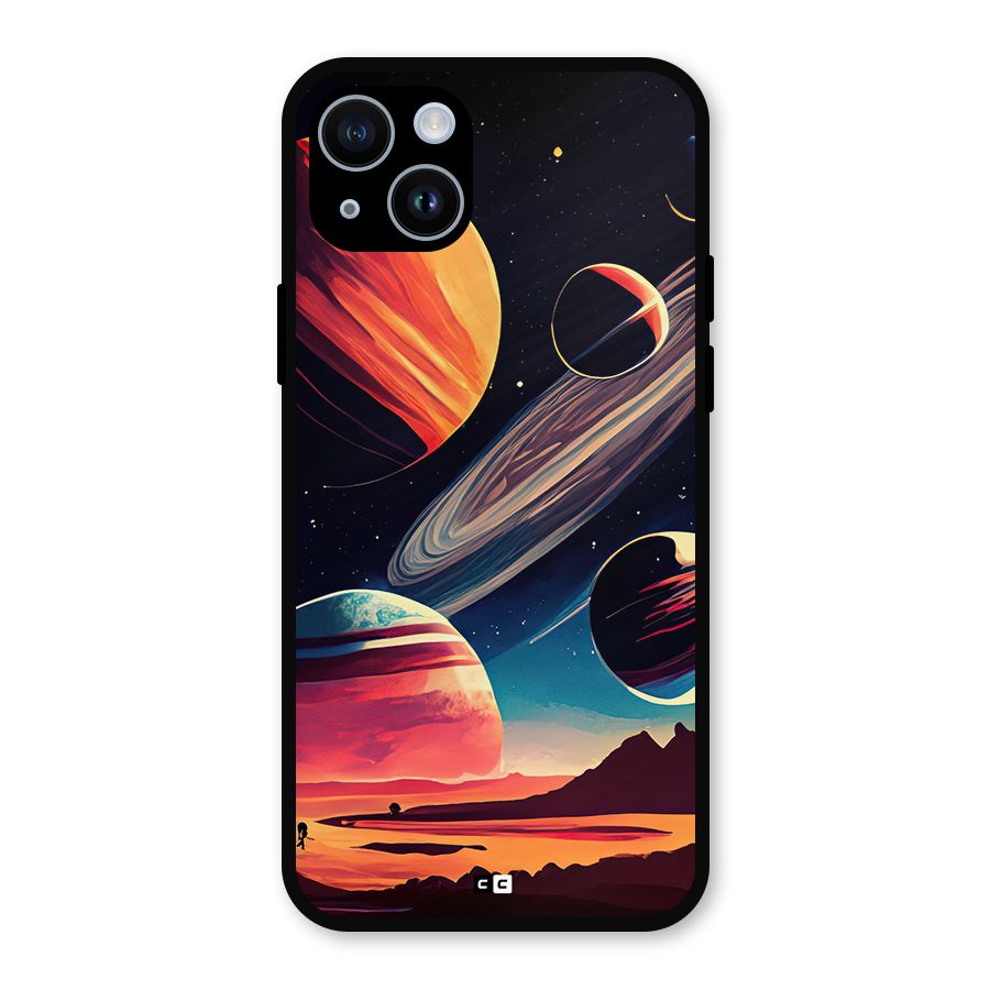 Space Planets Metal Back Case for iPhone 14