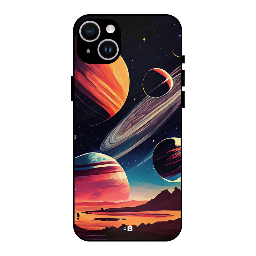 Space Planets Metal Back Case for iPhone 14 Plus