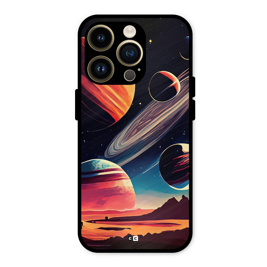 Space Planets Metal Back Case for iPhone 14 Pro