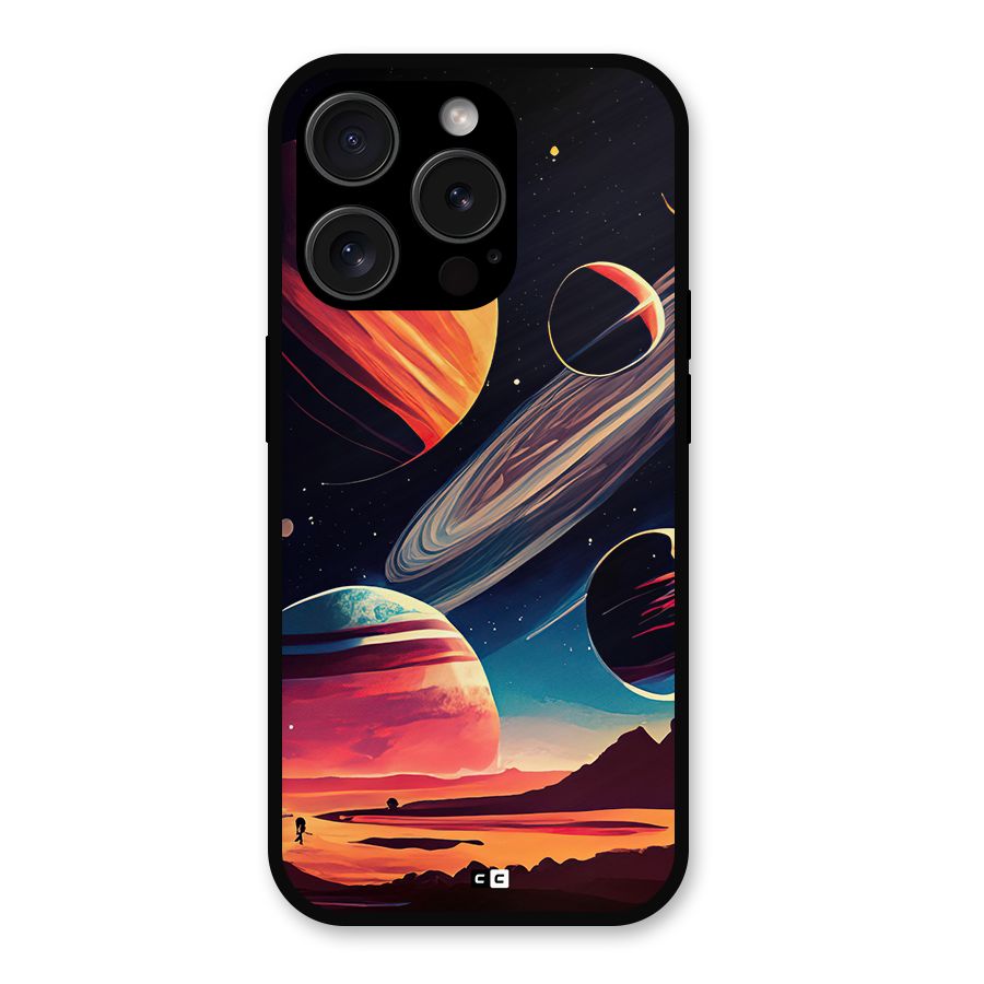 Space Planets Metal Back Case for iPhone 15 Pro