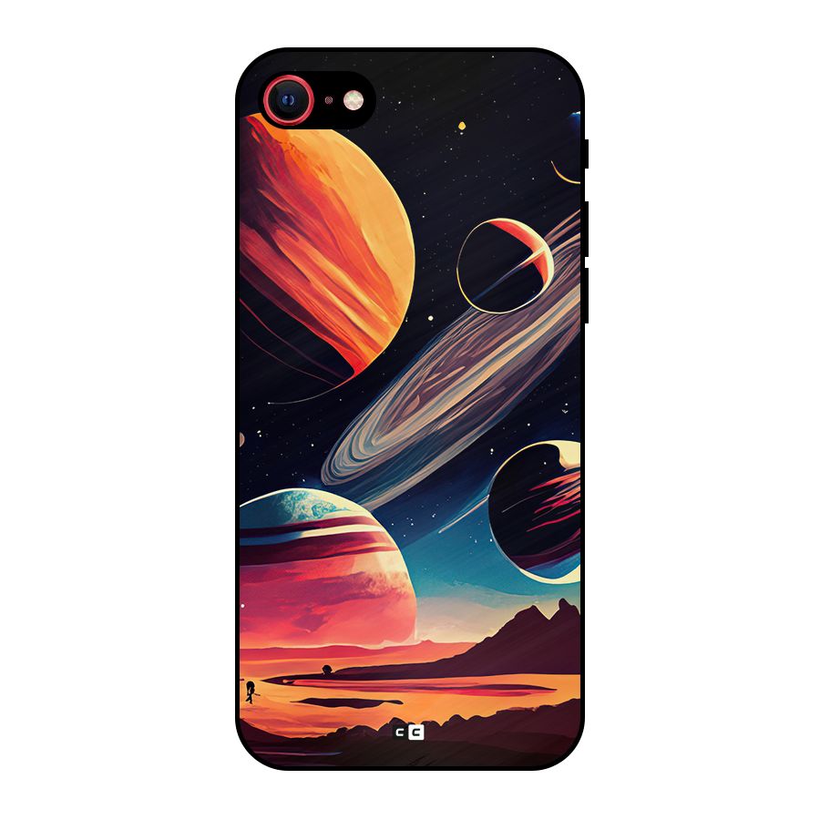 Space Planets Metal Back Case for iPhone SE 2020