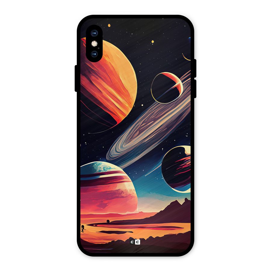 Space Planets Metal Back Case for iPhone XS Max