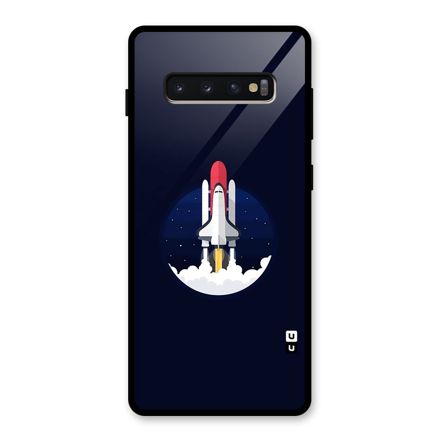 Space Rocket Minimal Glass Back Case for Galaxy S10 Plus