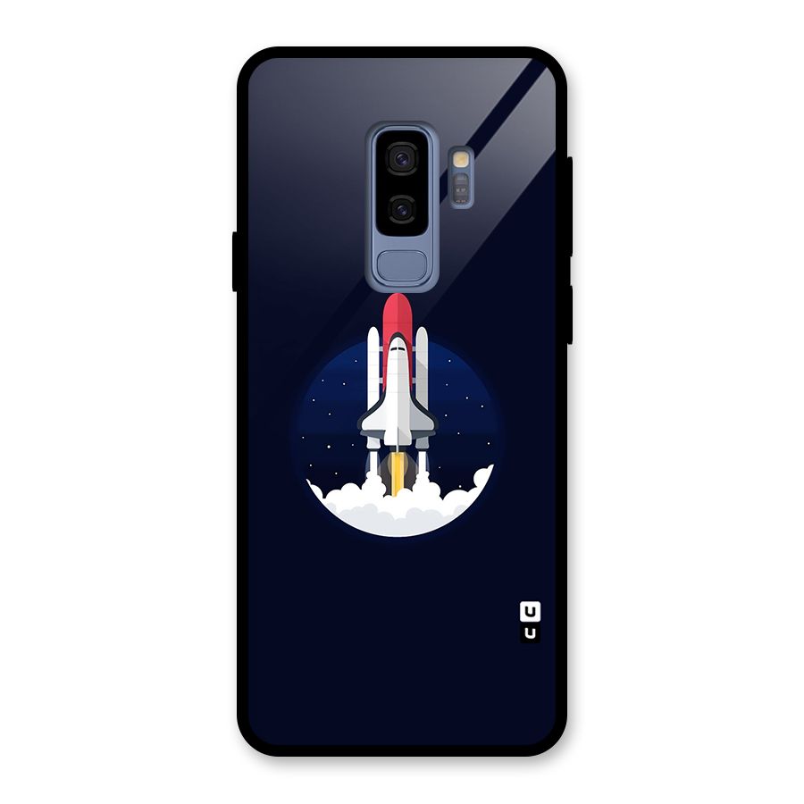 Space Rocket Minimal Glass Back Case for Galaxy S9 Plus