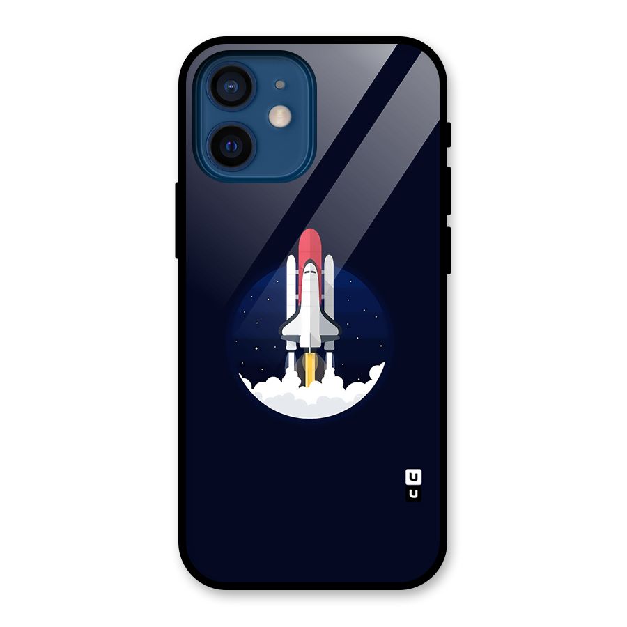 Space Rocket Minimal Glass Back Case for iPhone 12 Mini
