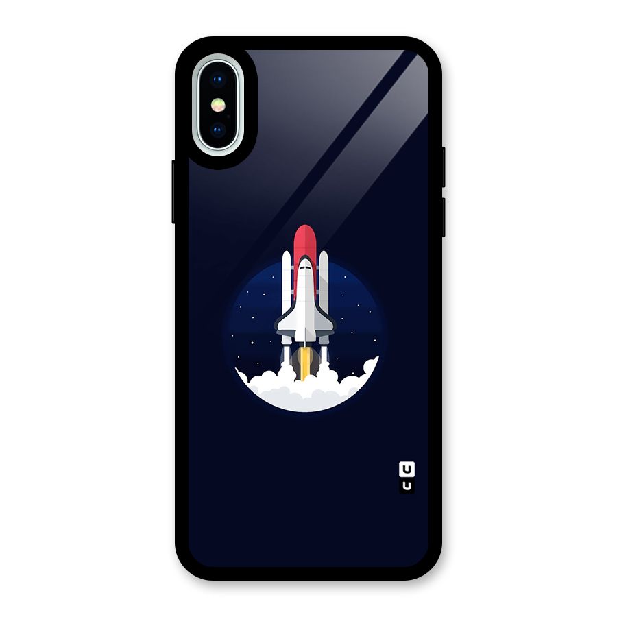 Space Rocket Minimal Glass Back Case for iPhone X