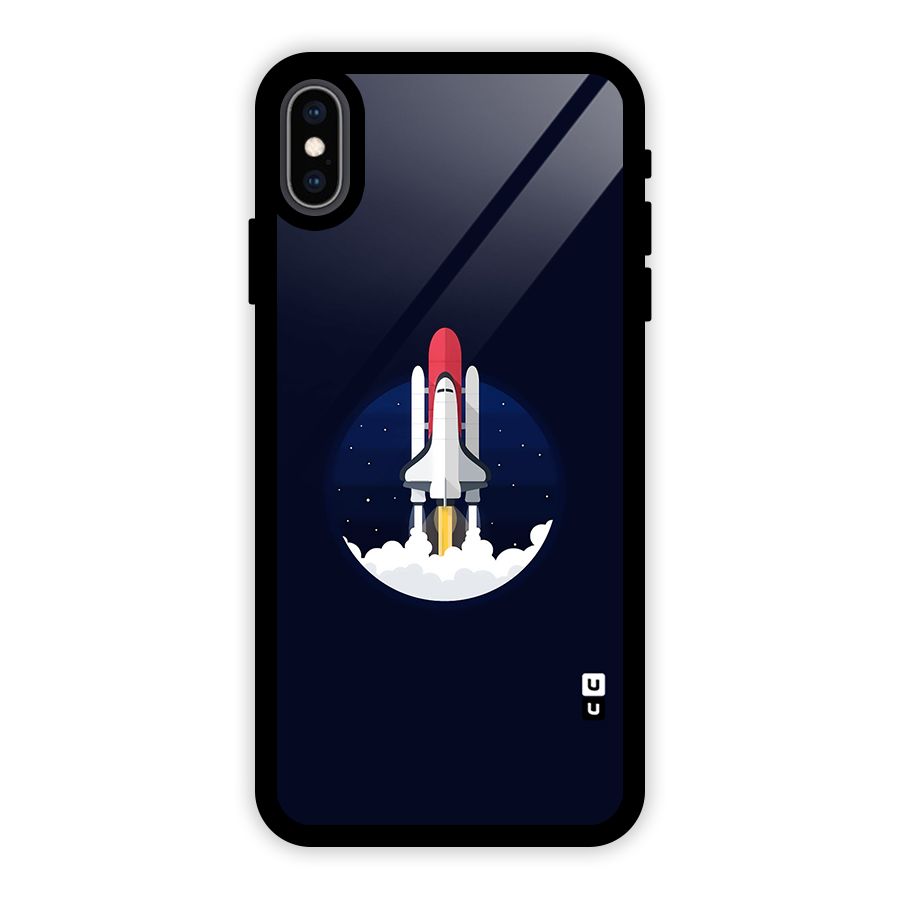 Space Rocket Minimal Glass Back Case for iPhone XS Max