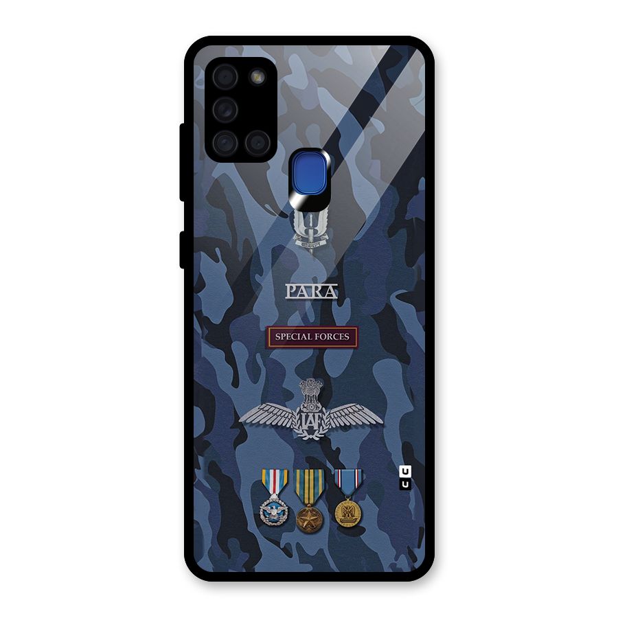 Special Forces Badge Glass Back Case for Galaxy A21s