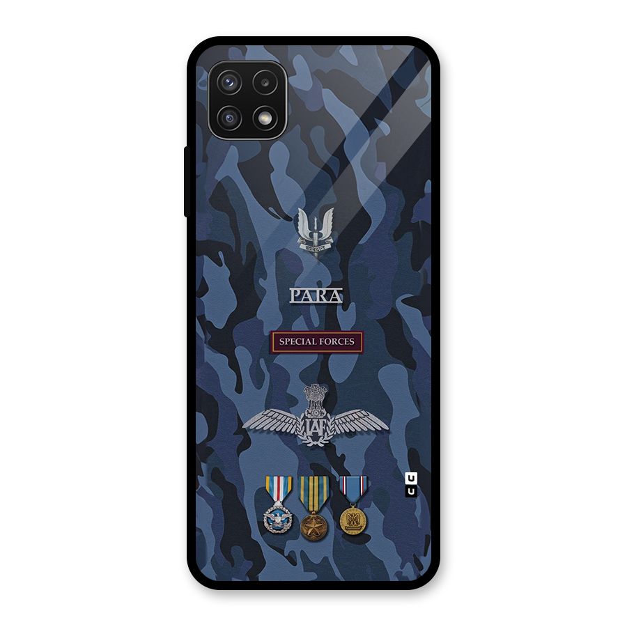 Special Forces Badge Glass Back Case for Galaxy A22 5G