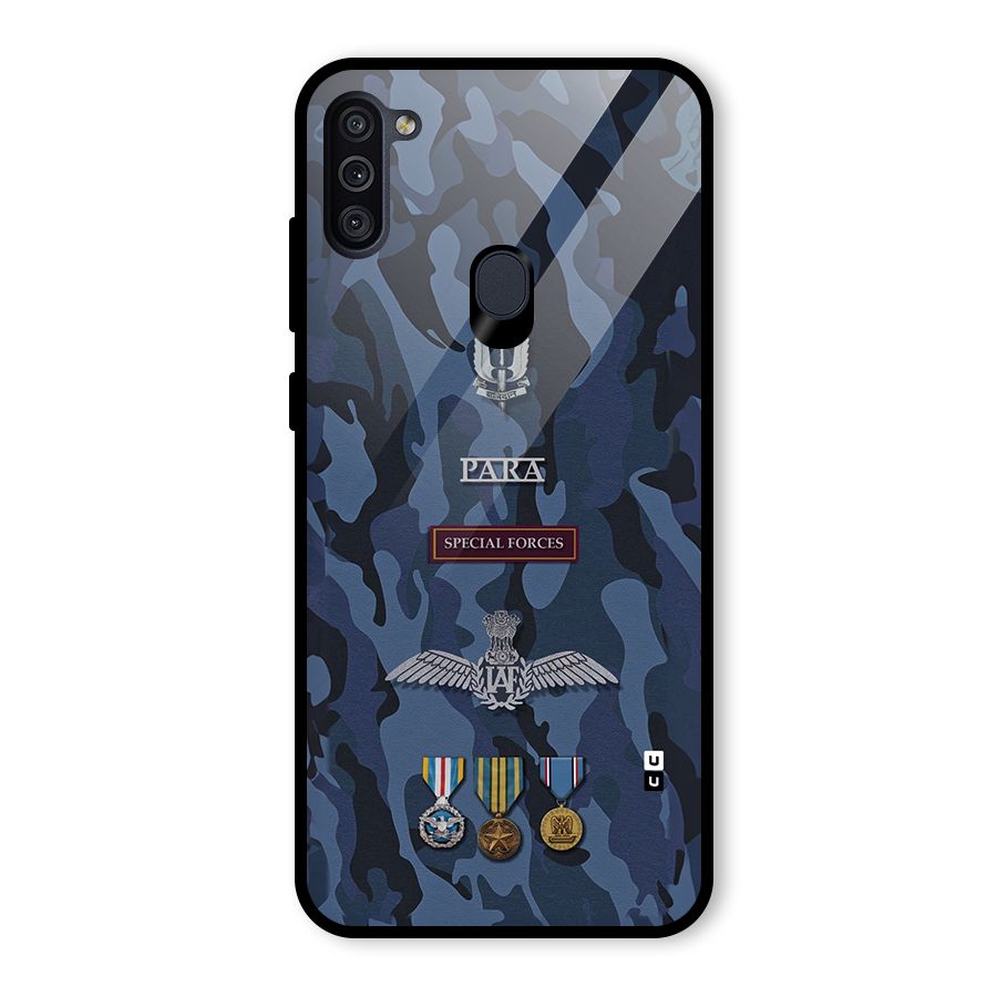Special Forces Badge Glass Back Case for Galaxy M11