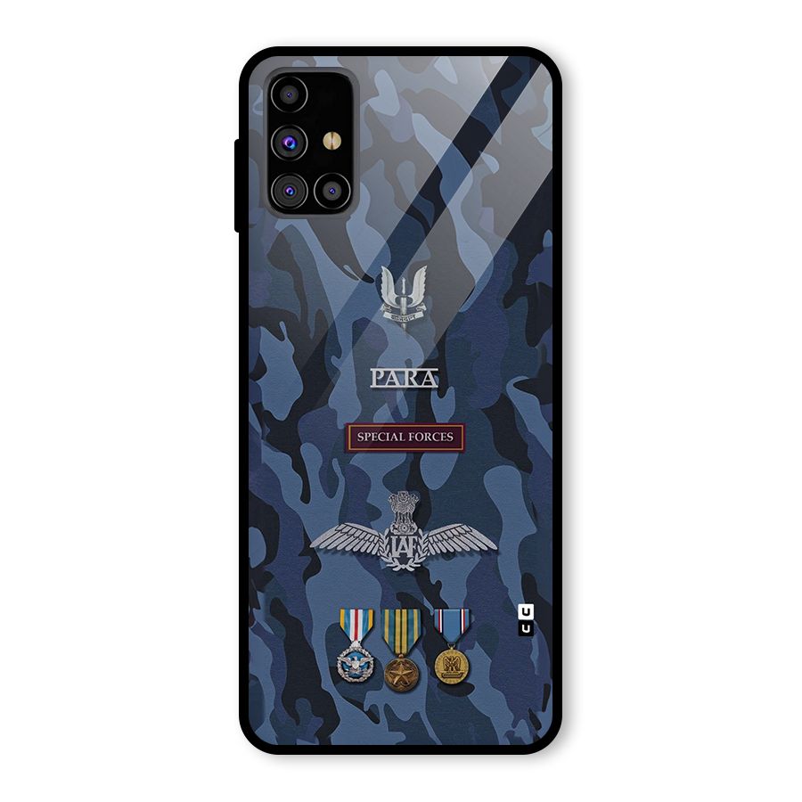 Special Forces Badge Glass Back Case for Galaxy M31s