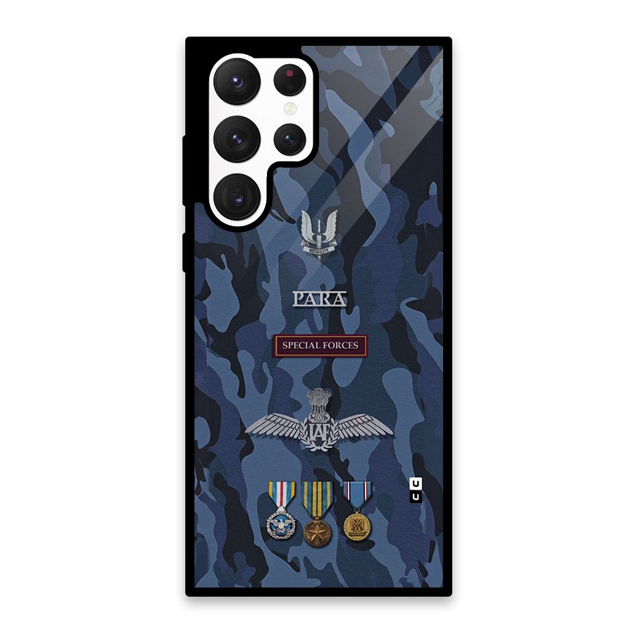 Special Forces Badge Glass Back Case for Galaxy S22 Ultra 5G