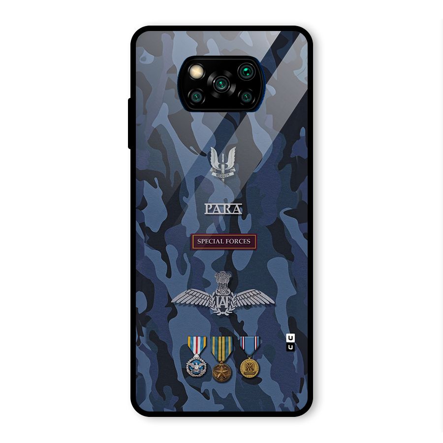 Special Forces Badge Glass Back Case for Poco X3 Pro