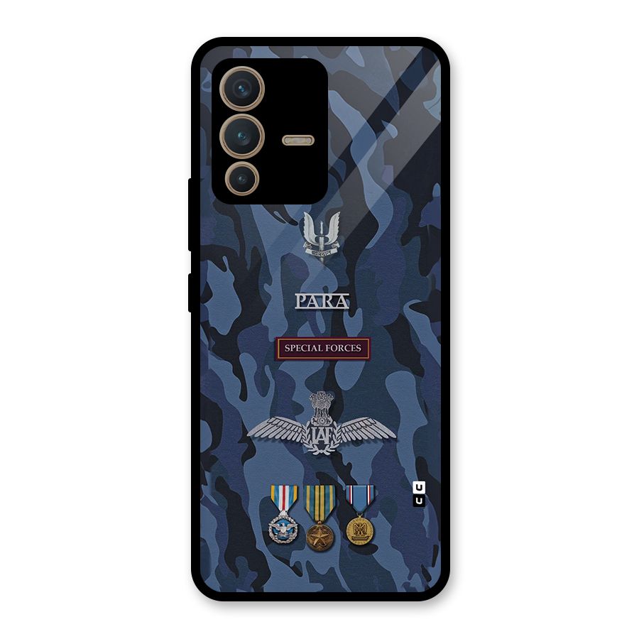 Special Forces Badge Glass Back Case for Vivo V23 5G