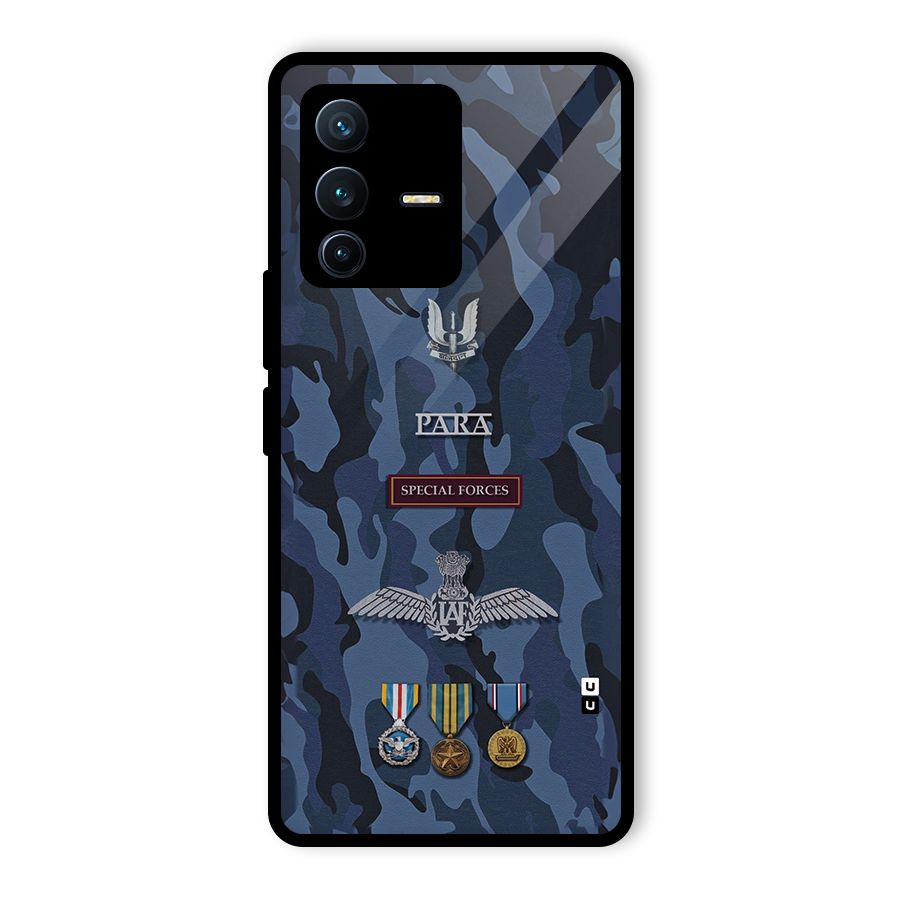 Special Forces Badge Glass Back Case for Vivo V23 Pro