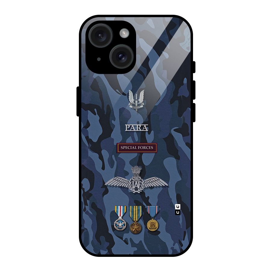 Special Forces Badge Glass Back Case for iPhone 15