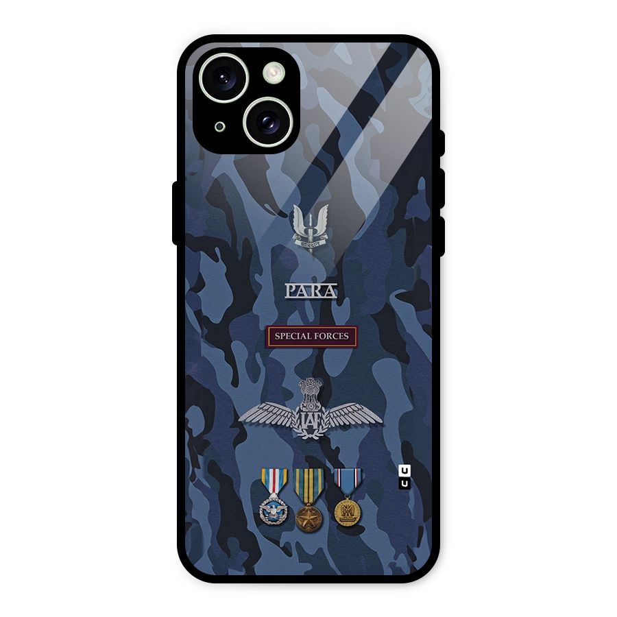 Special Forces Badge Glass Back Case for iPhone 15 Plus