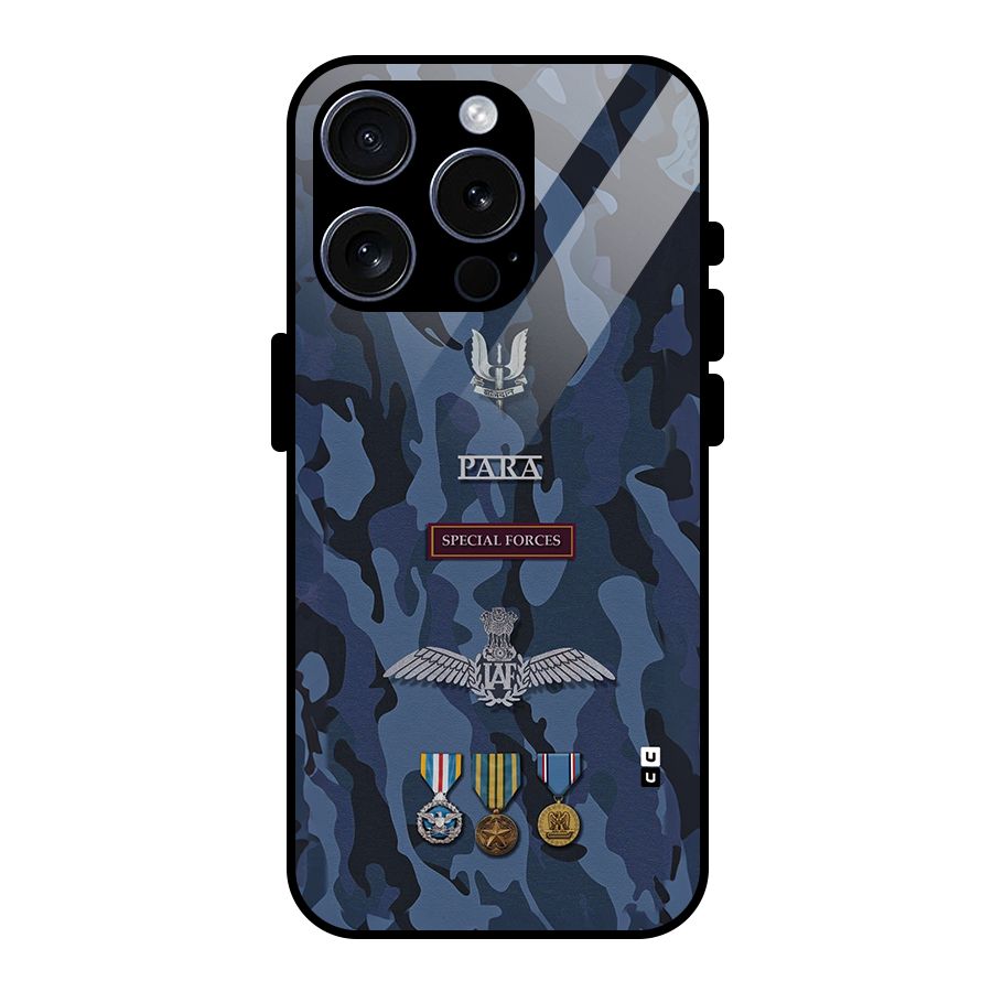 Special Forces Badge Glass Back Case for iPhone 15 Pro