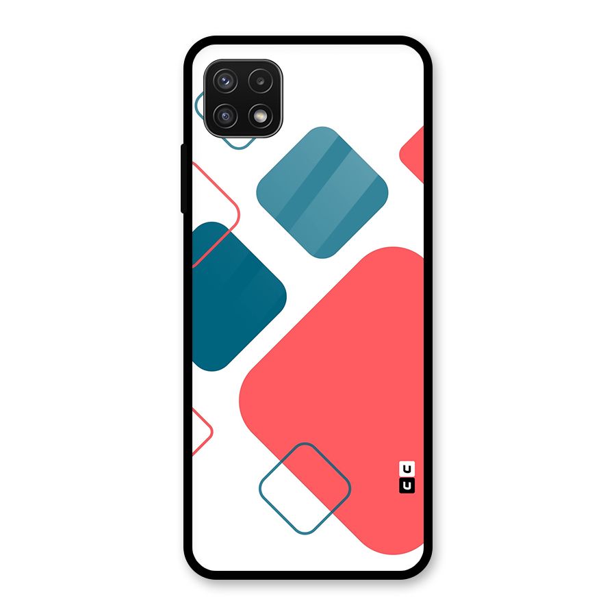 Square Pattern Beautiful Abstract Glass Back Case for Galaxy A22 5G