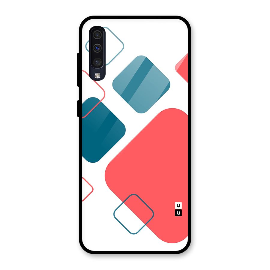 Square Pattern Beautiful Abstract Glass Back Case for Galaxy A50