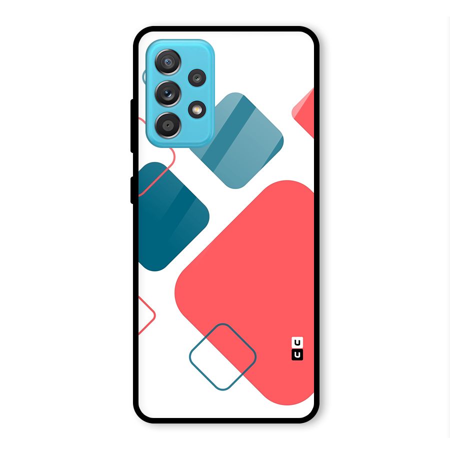 Square Pattern Beautiful Abstract Glass Back Case for Galaxy A52
