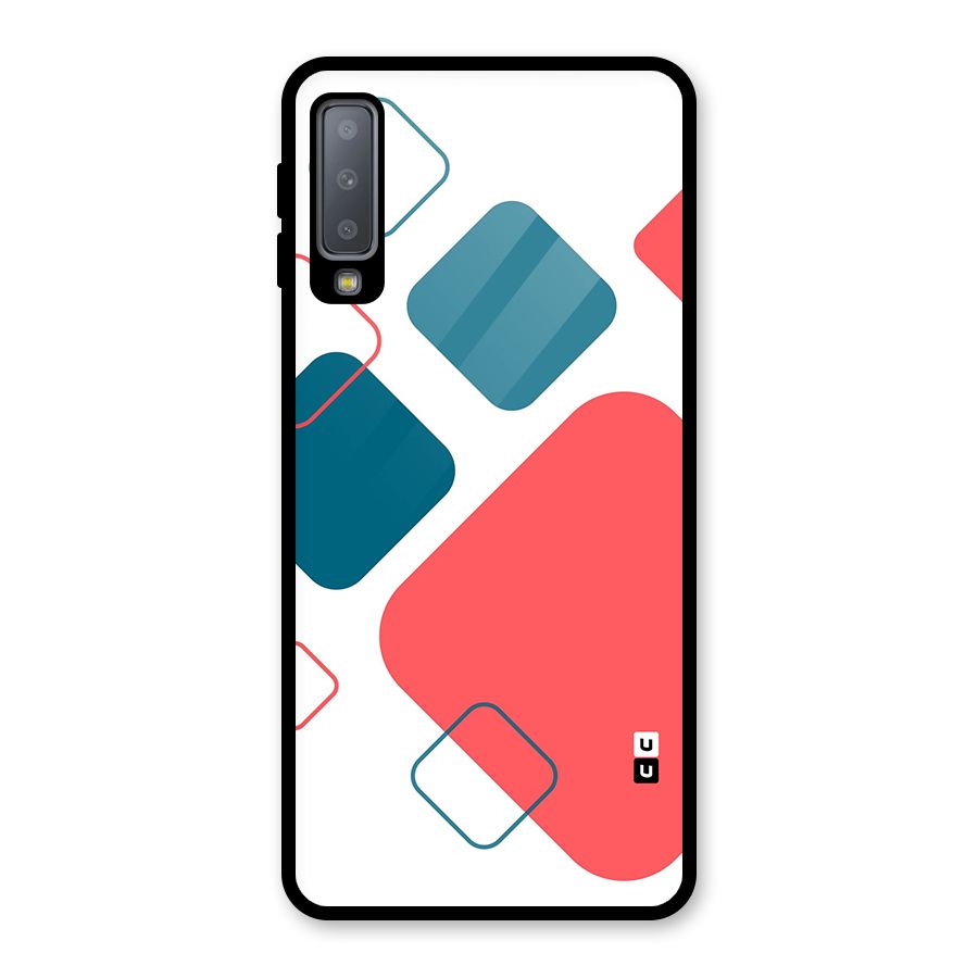 Square Pattern Beautiful Abstract Glass Back Case for Galaxy A7 (2018)