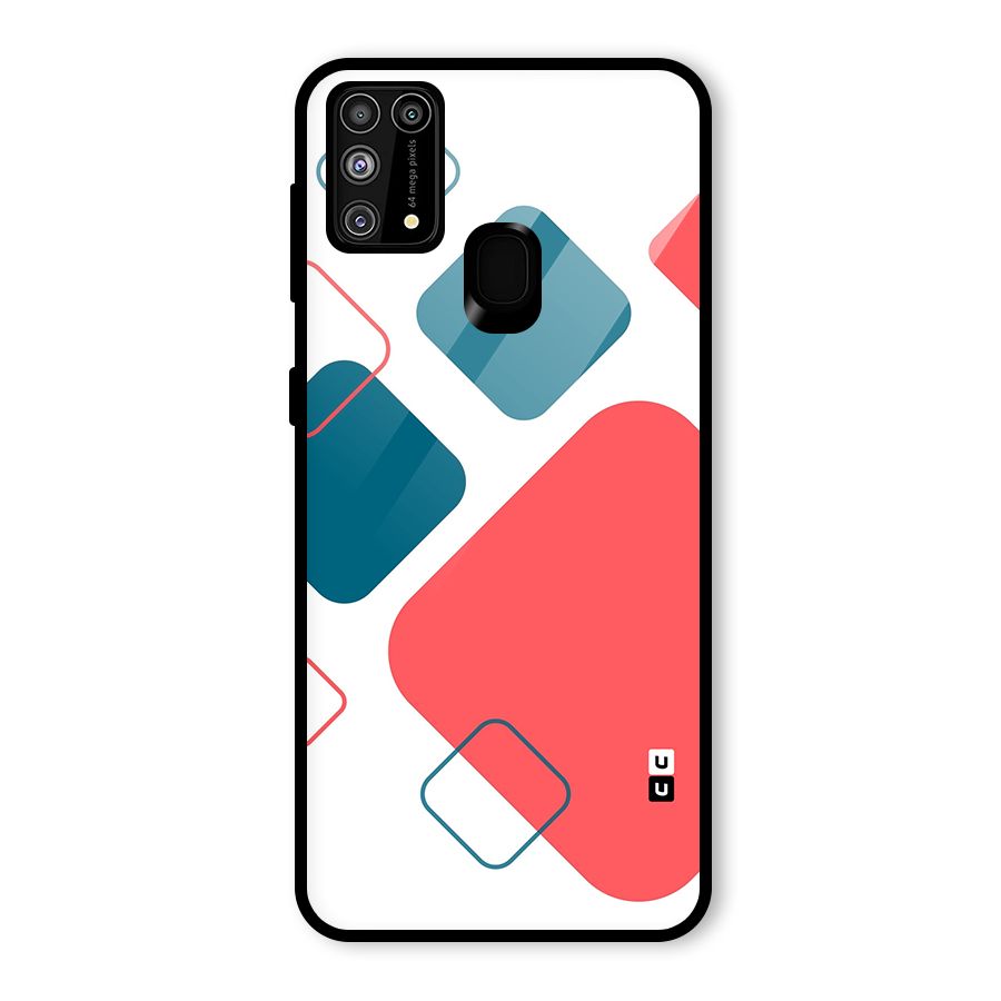Square Pattern Beautiful Abstract Glass Back Case for Galaxy F41