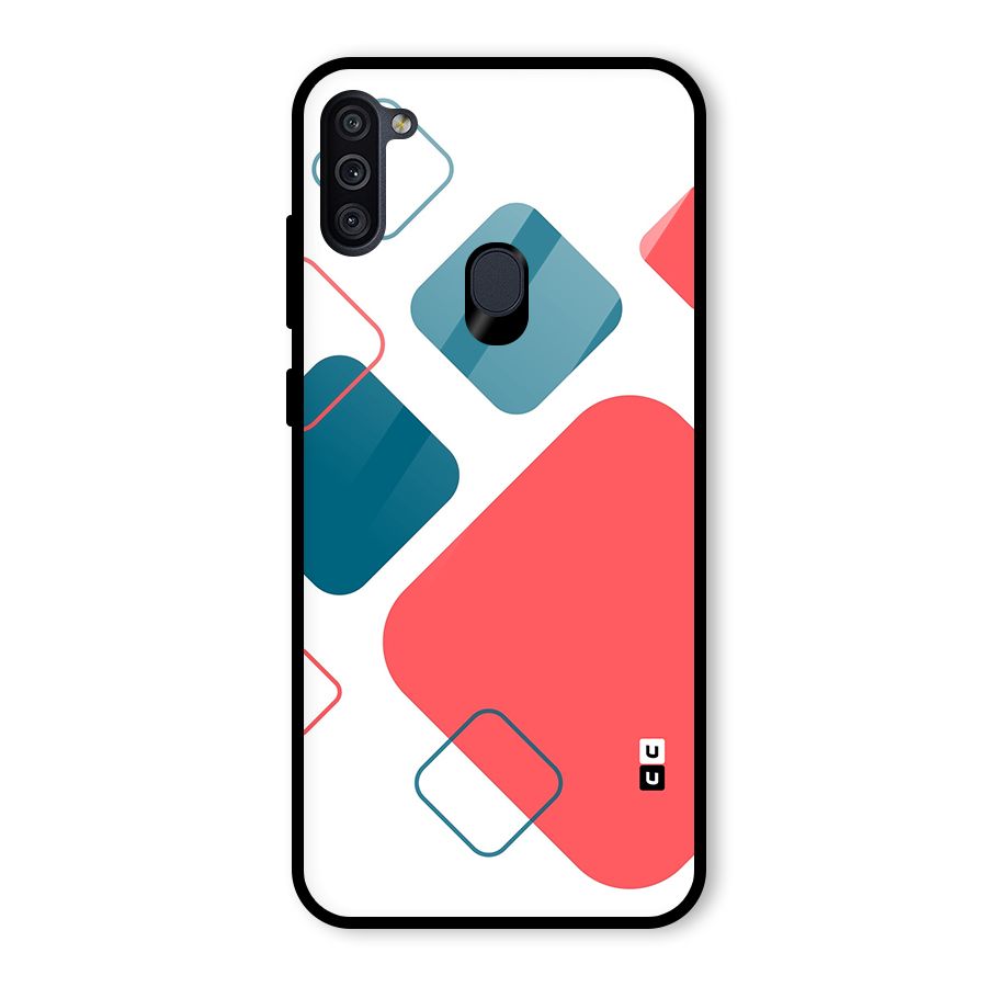 Square Pattern Beautiful Abstract Glass Back Case for Galaxy M11