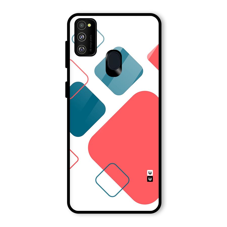 Square Pattern Beautiful Abstract Glass Back Case for Galaxy M30s