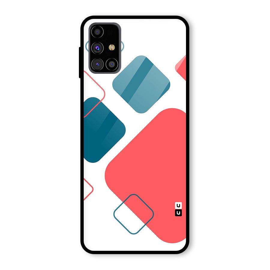 Square Pattern Beautiful Abstract Glass Back Case for Galaxy M31s