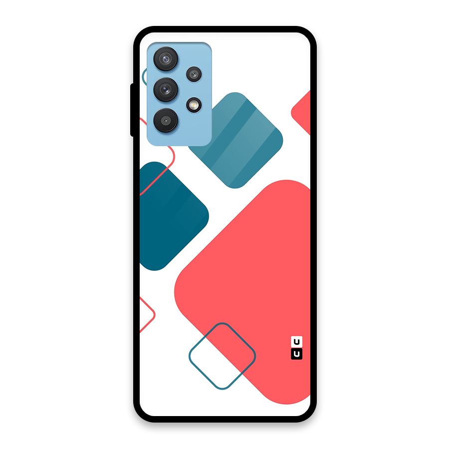 Square Pattern Beautiful Abstract Glass Back Case for Galaxy M32 5G