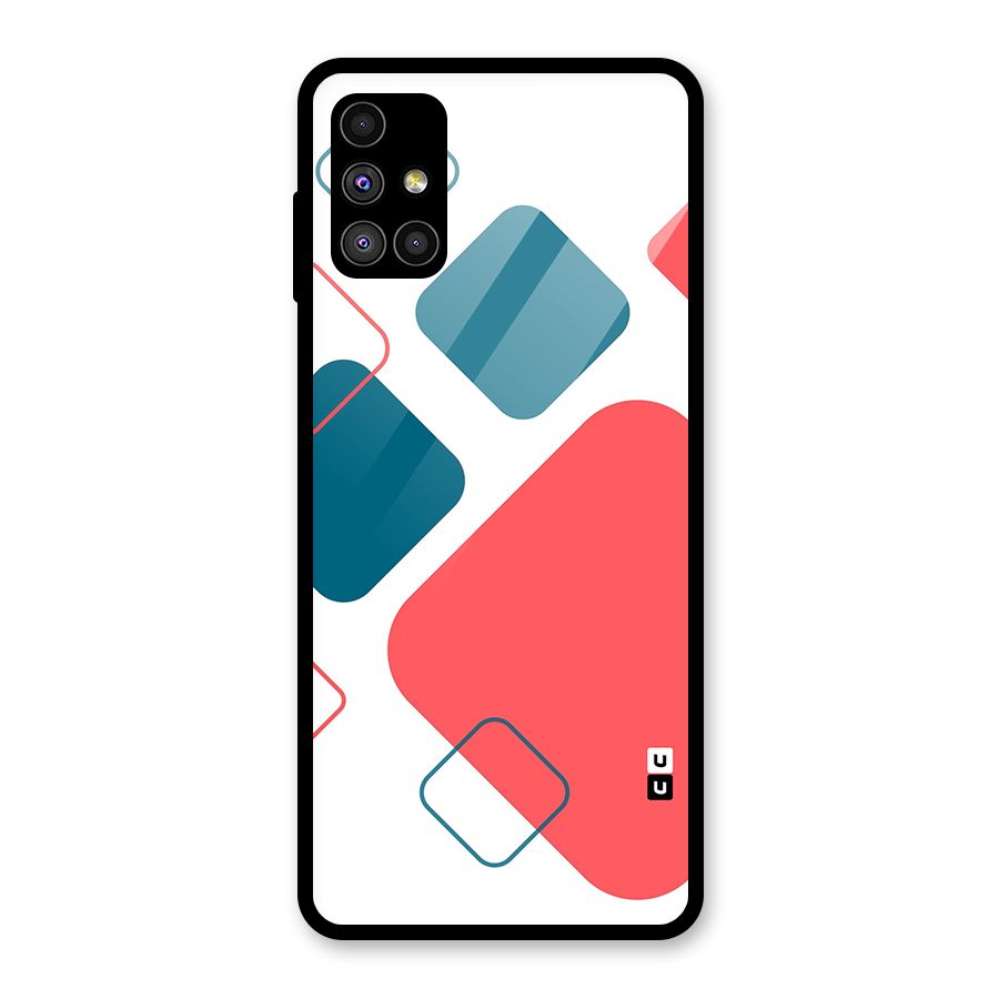 Square Pattern Beautiful Abstract Glass Back Case for Galaxy M51
