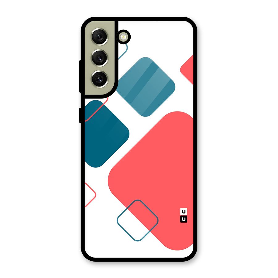 Square Pattern Beautiful Abstract Glass Back Case for Galaxy S21 FE 5G