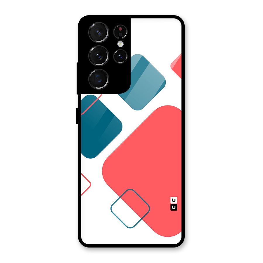 Square Pattern Beautiful Abstract Glass Back Case for Galaxy S21 Ultra 5G