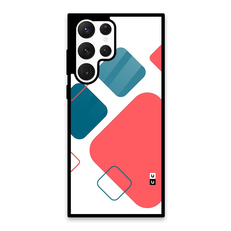 Square Pattern Beautiful Abstract Glass Back Case for Galaxy S22 Ultra 5G