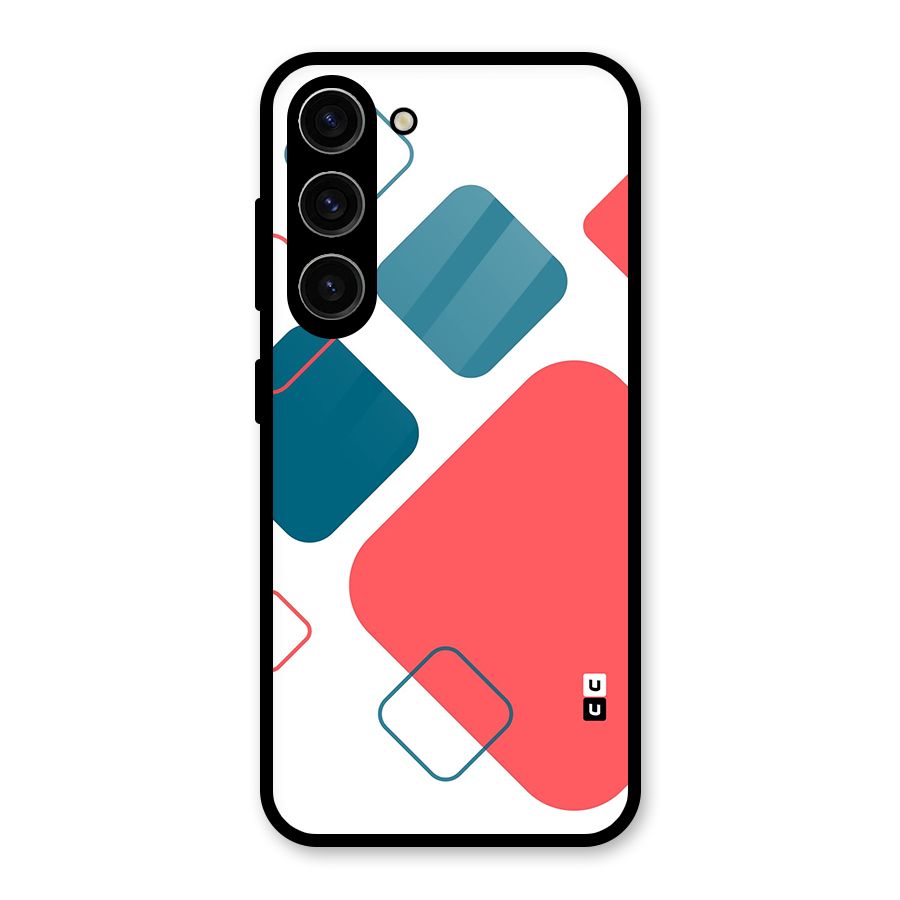 Square Pattern Beautiful Abstract Glass Back Case for Galaxy S23