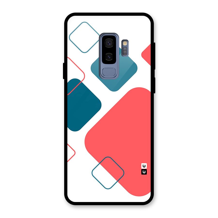 Square Pattern Beautiful Abstract Glass Back Case for Galaxy S9 Plus