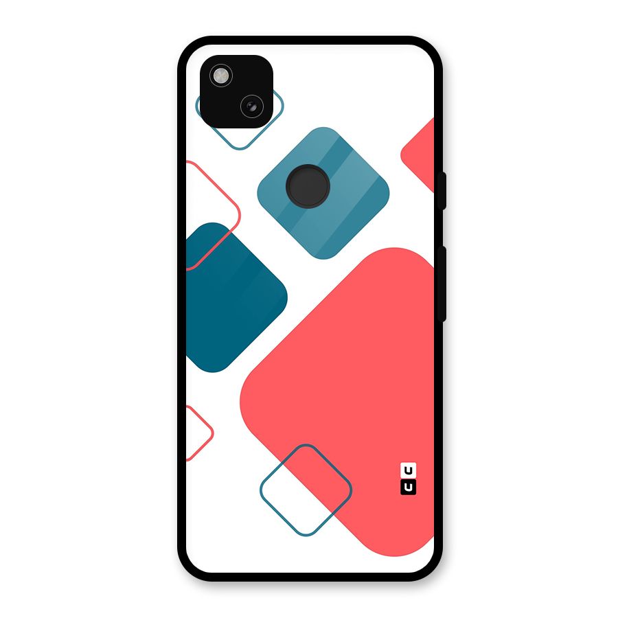 Square Pattern Beautiful Abstract Glass Back Case for Google Pixel 4a
