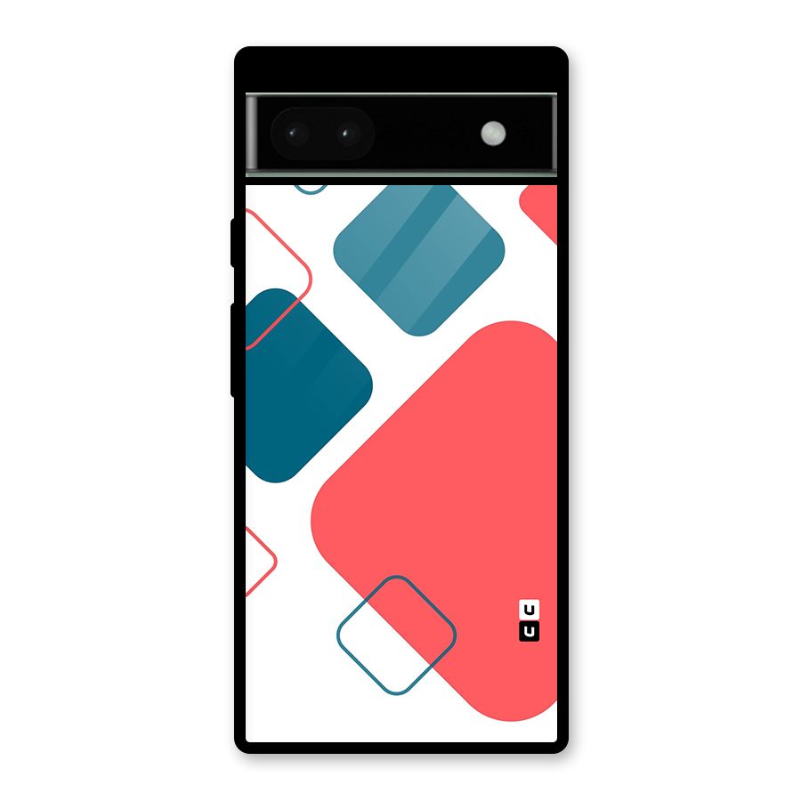 Square Pattern Beautiful Abstract Glass Back Case for Google Pixel 6a