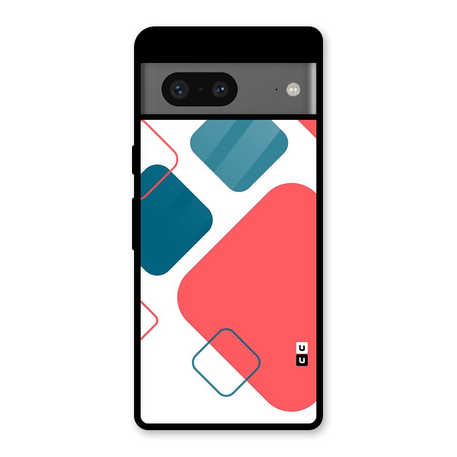 Square Pattern Beautiful Abstract Glass Back Case for Google Pixel 7