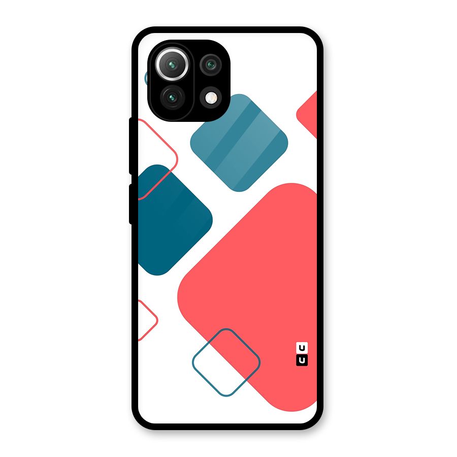 Square Pattern Beautiful Abstract Glass Back Case for Mi 11 Lite