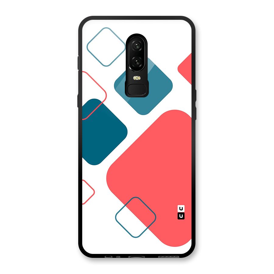 Square Pattern Beautiful Abstract Glass Back Case for OnePlus 6
