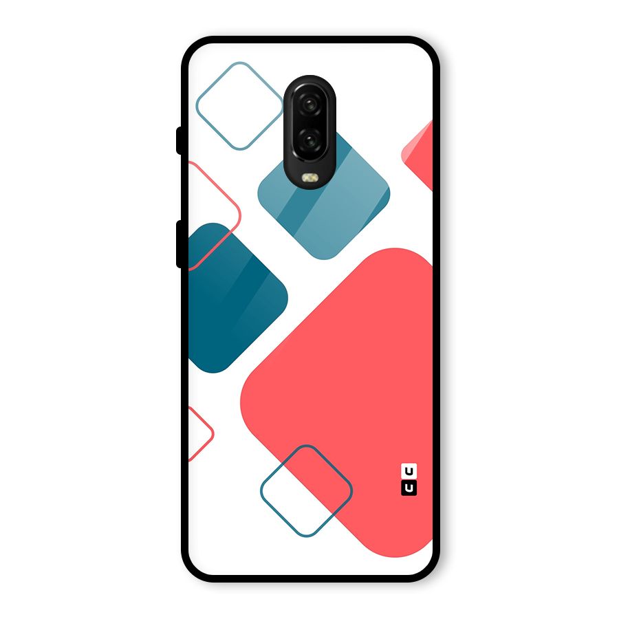 Square Pattern Beautiful Abstract Glass Back Case for OnePlus 6T