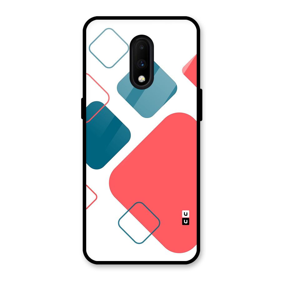 Square Pattern Beautiful Abstract Glass Back Case for OnePlus 7